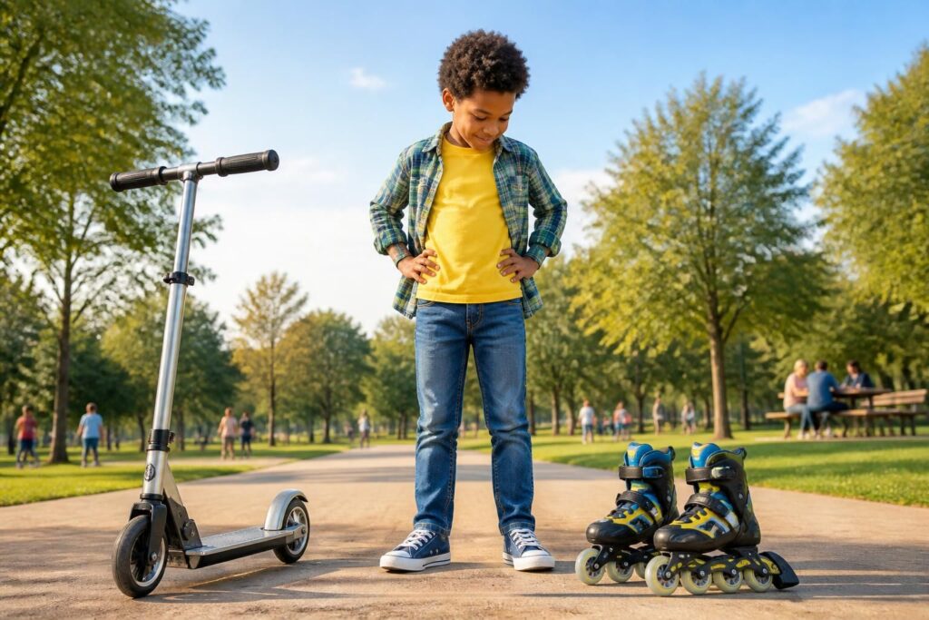 découvrez comment choisir entre une trottinette et des rollers pour votre enfant, en comparant les avantages, la sécurité et le plaisir qu'ils offrent.